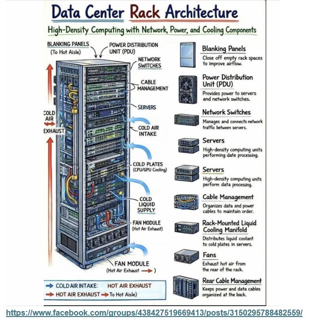 The computer rack in a data Center.